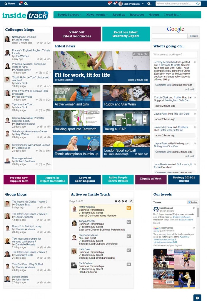 Intranet Ideas from 2015 Intranet Award Winners Sport England