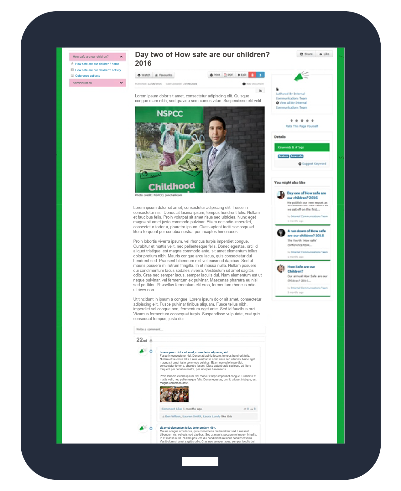 charity intranet page views