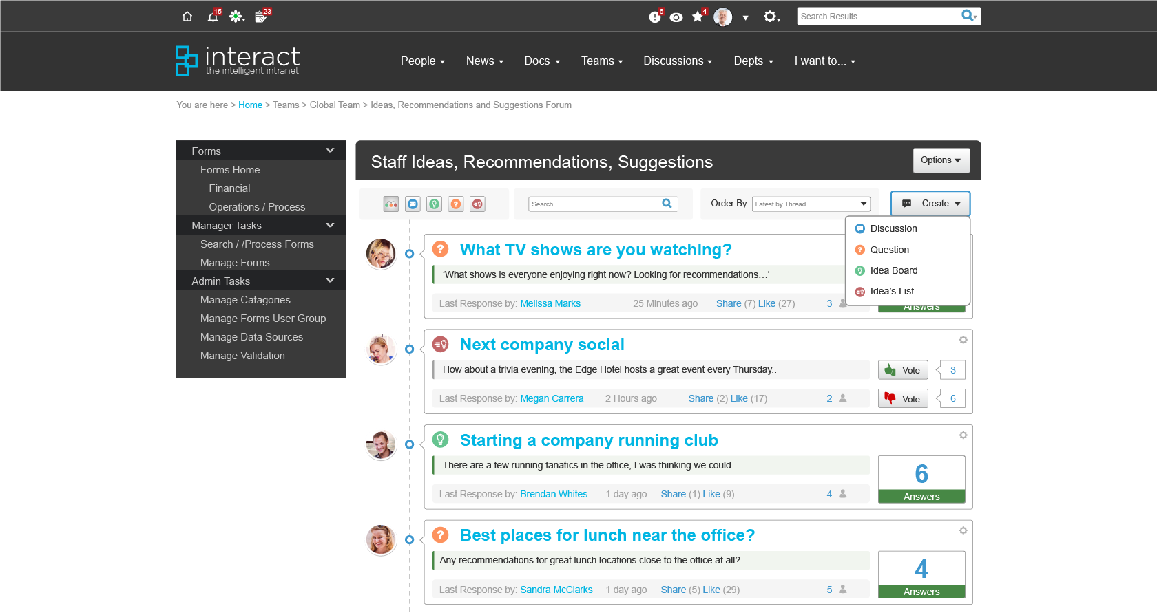 intranet content staff forum