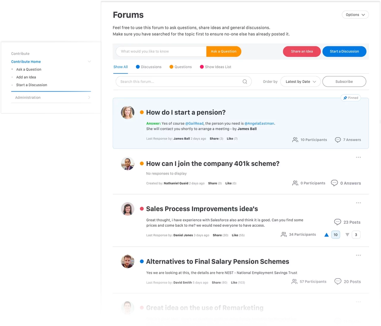 intranet forums feature