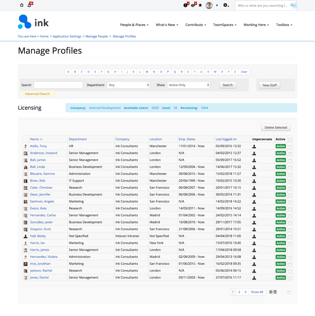 Manage profile