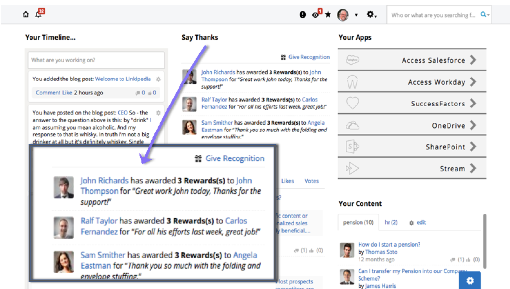 Place an Intranet Rewards widget on your intranet homepage