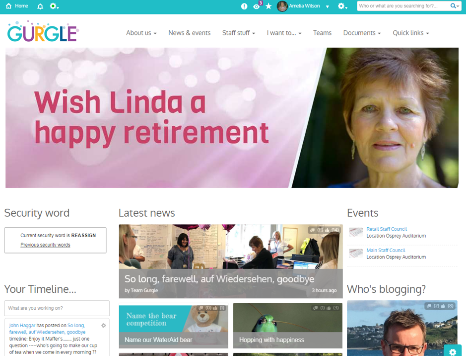 South East Water intranet Gurgle
