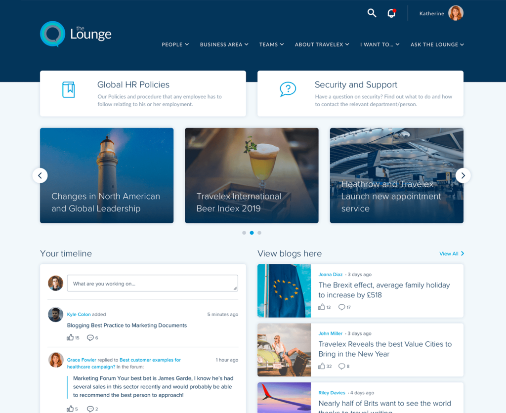 Travelex finance intranet design