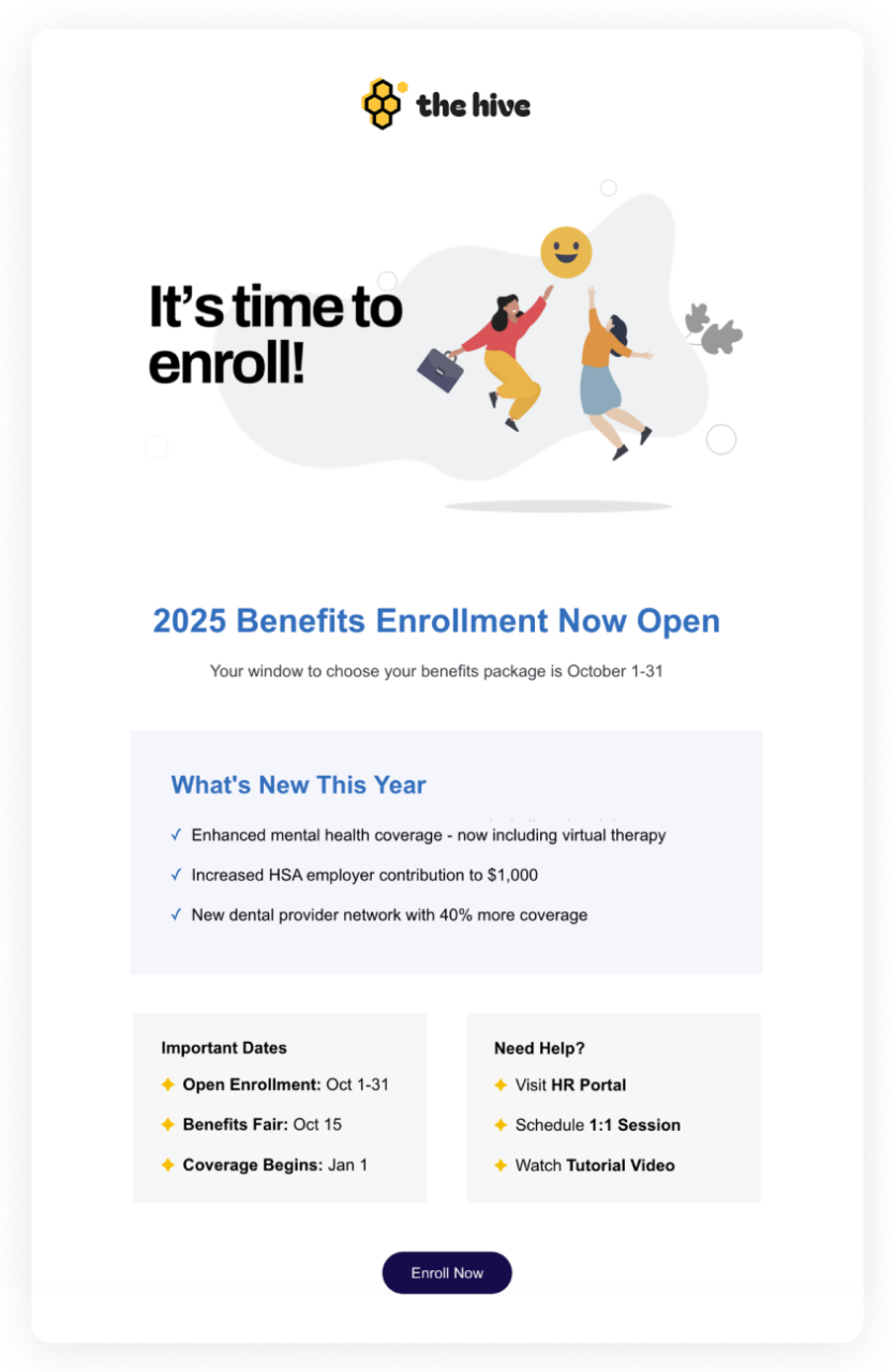 Best practice for targeting email newsletters - Open Enrollment