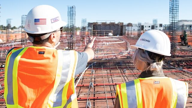 construction workers talking