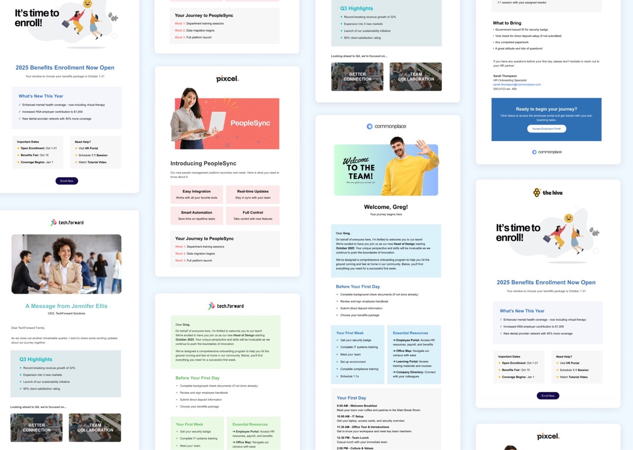 Email newsletter template library